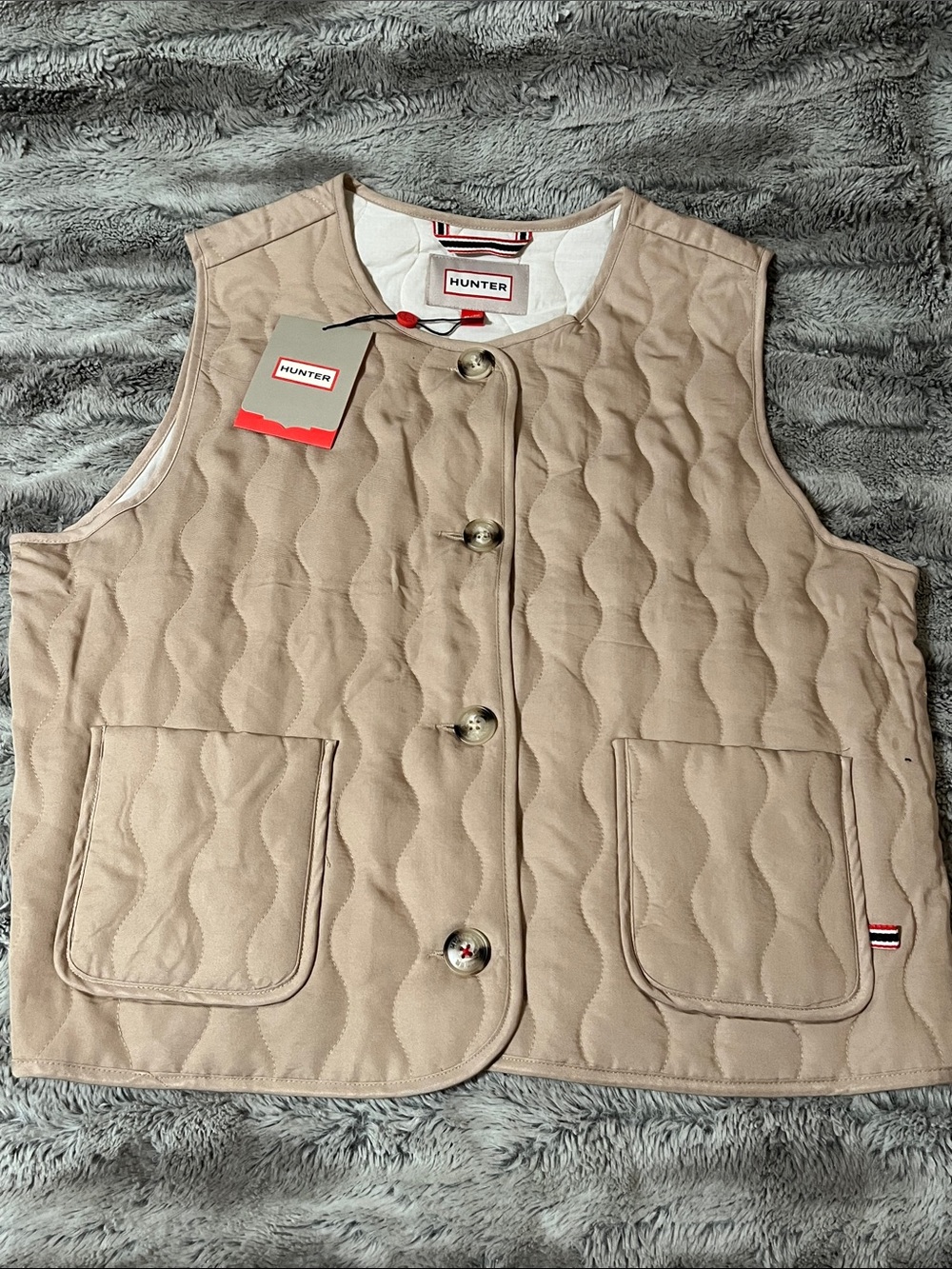Hunter Quilted Taupe Button-Front Vest size XL